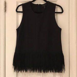 J Crew Black Fringe Top